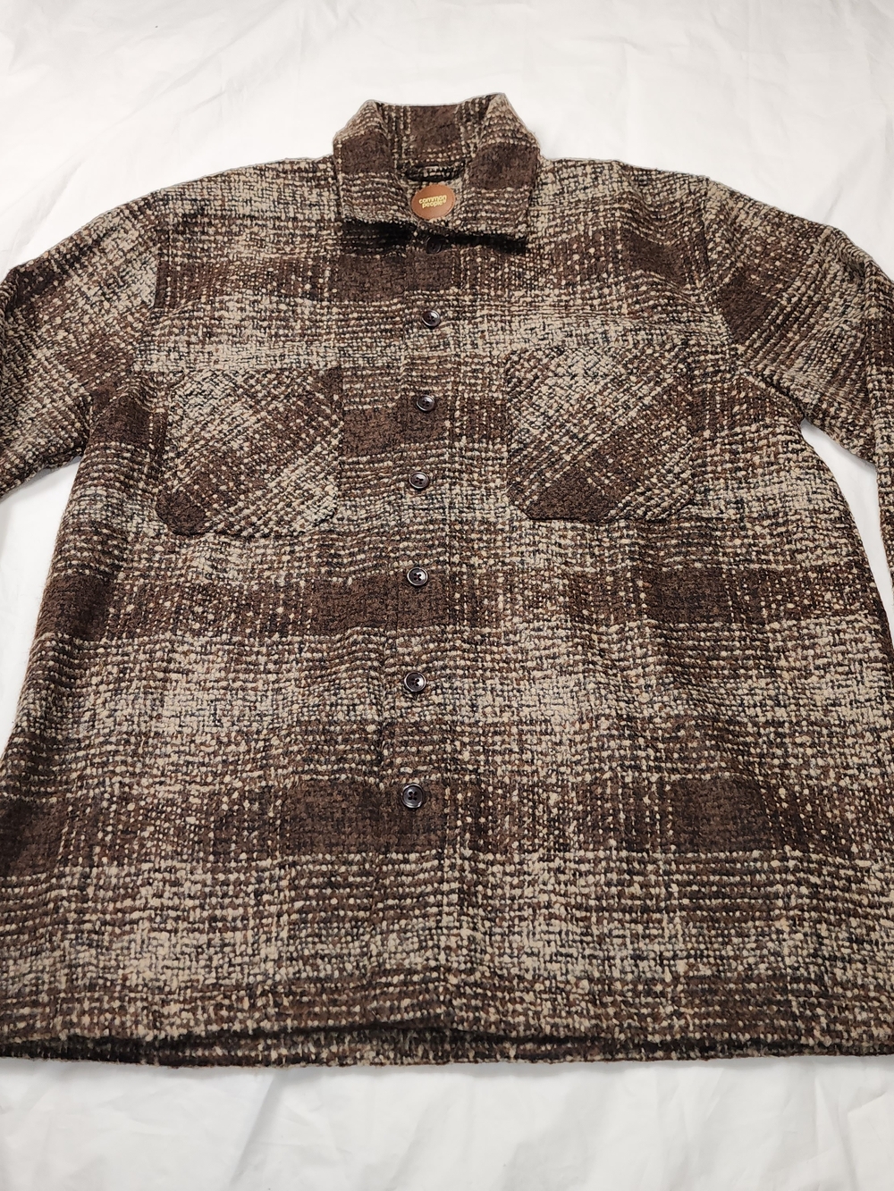 COMMON PEOPLE Men's Granby Luxe Heavy Flannel Brown Plaid Shirt-jacket Size Larg